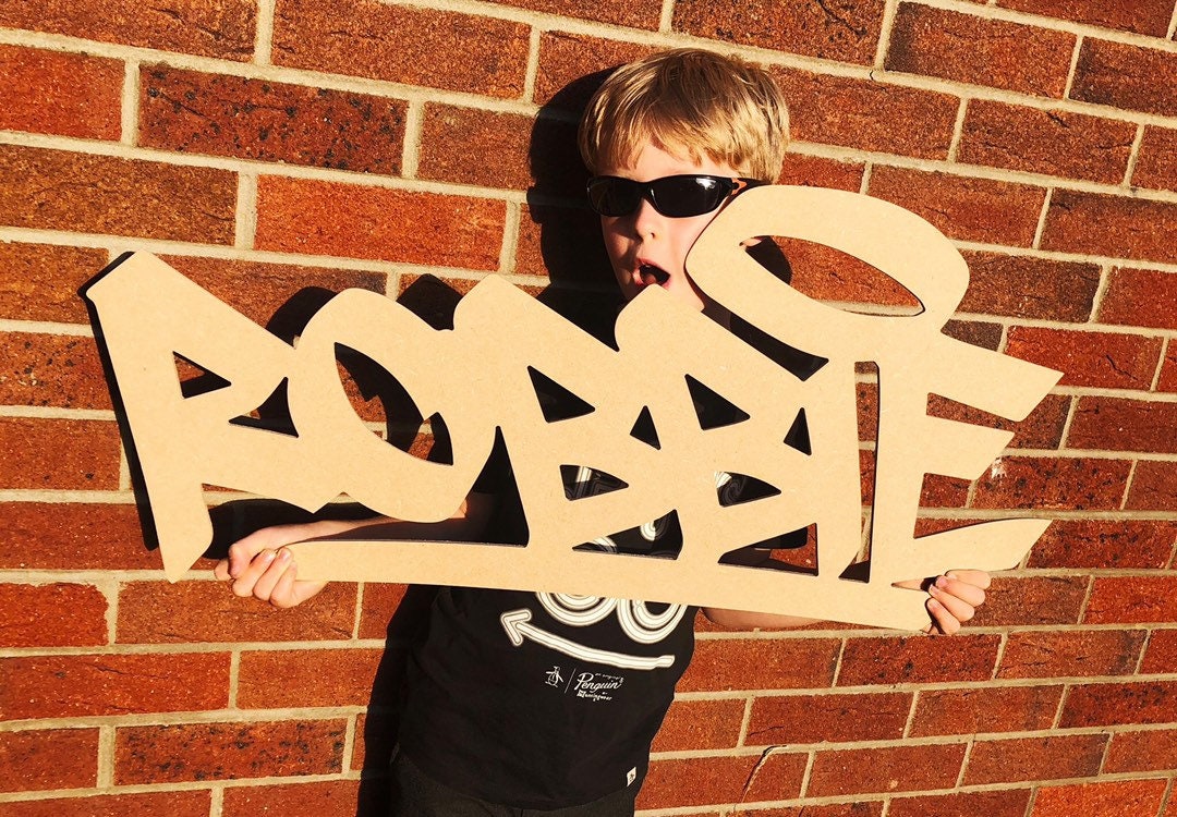 Personalised nursery name, child's name sign, large personalised name sign, MDF signs, graffiti style wall sign, teenagers bedroom sign