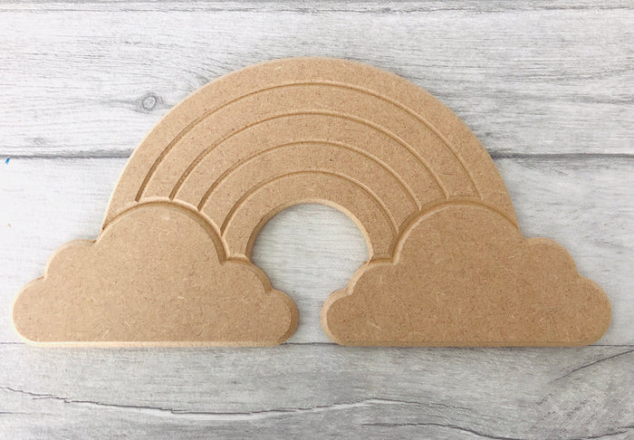 MDF rainbow and cloud, blank craft shapes