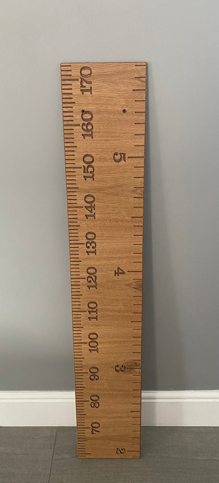 Oak faced height chart, MDF Children's Height Chart, growth chart, ruler height chart, wooden height chart, keepsake chart. Feet and inches